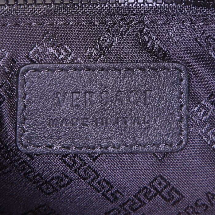 Pochette Versace Medusa in pelle nera a fiori - Detail D3