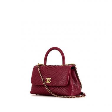 Bolso bandolera Chanel Top Handle en piel de pitón rosa