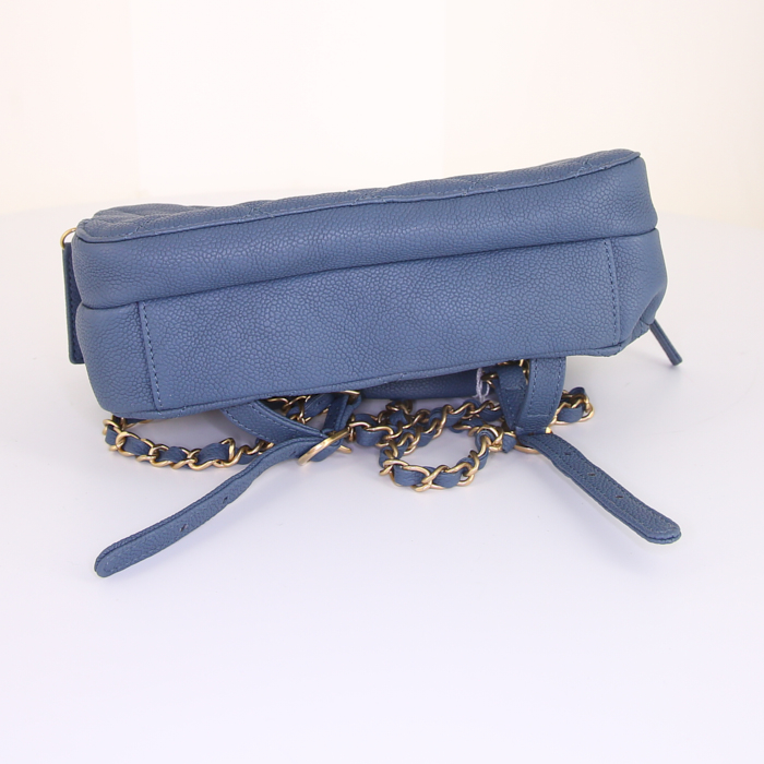 Zaino Chanel in pelle martellata blu - Detail D4