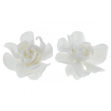 Pendientes con clip JAR Gardenia en resina blanca y oro amarillo