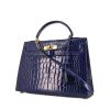Hermes Kelly 32 cm handbag in Bleu Saphir crocodile - 00pp thumbnail