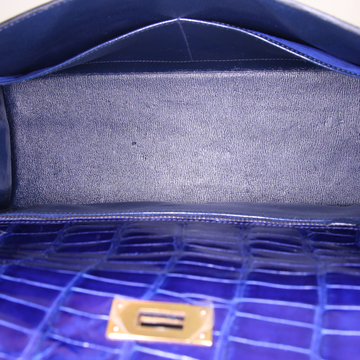 Borsa Hermes Kelly 32 cm in coccodrillo Bleu Saphir - Detail D3