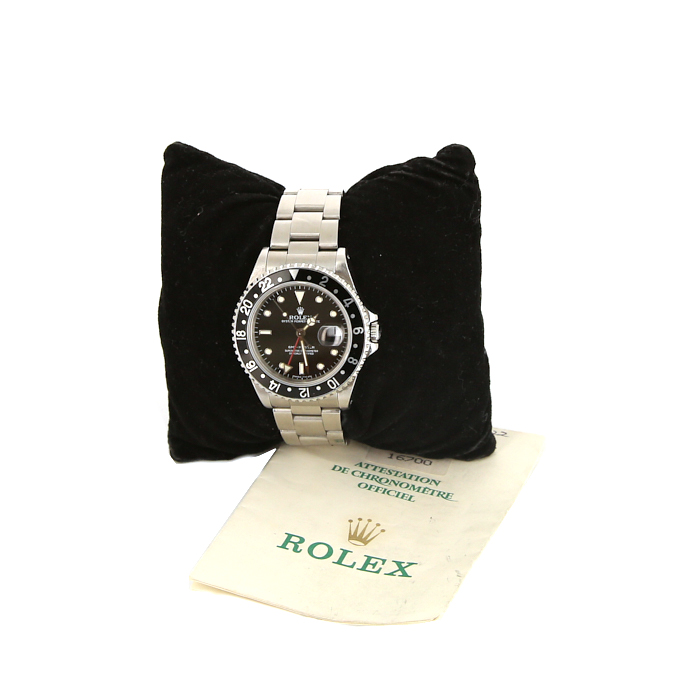 Rolex GMT-Master watch in stainless steel Ref:  16700 Circa  1988 - Detail D2