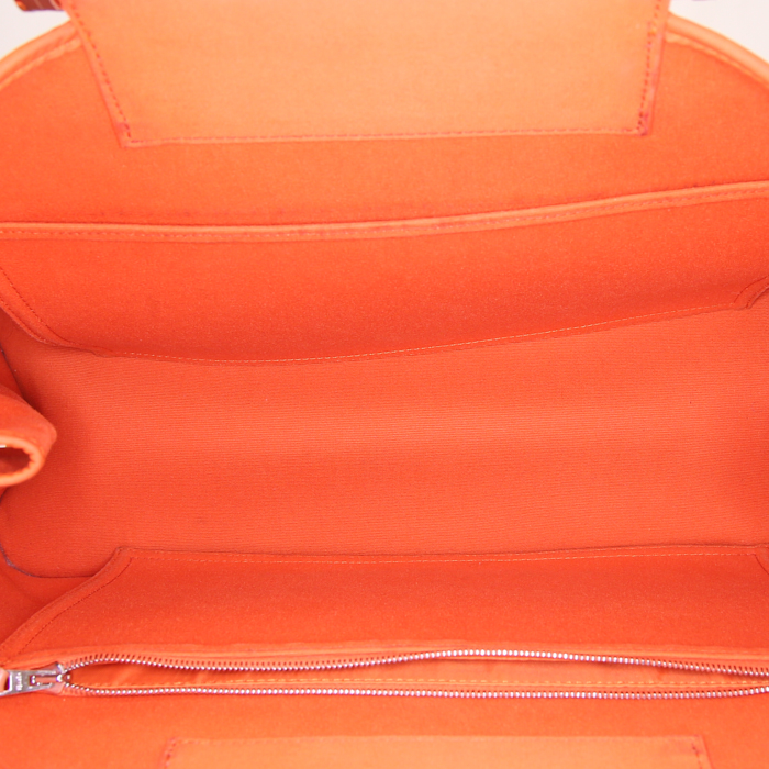 Bolso Cabás Hermès Cabag en lona naranja y cuero natural - Detail D3