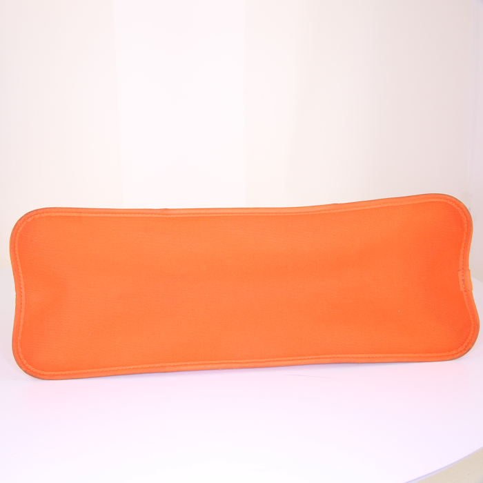 Sac cabas Hermès Cabag en toile orange et cuir naturel - Detail D5