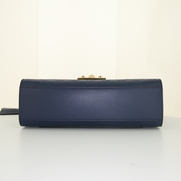 Gucci Padlock medium model shoulder bag in blue monogram leather - Detail D5