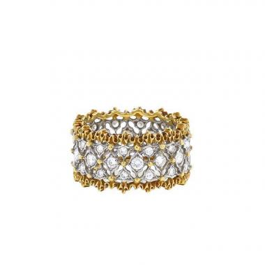 Sortija época años 90 Buccellati Pizzo Venezia en oro amarillo,  oro blanco y diamantes