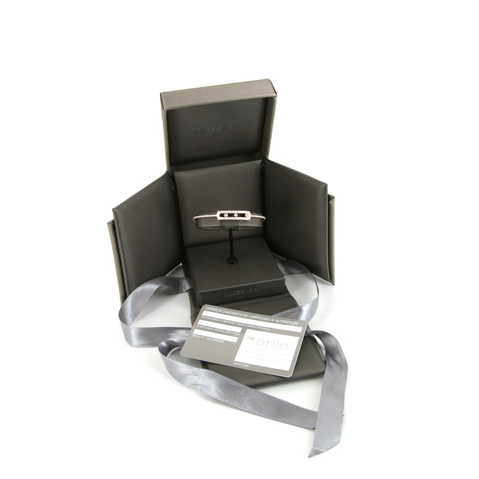 Brazalete semiarticulado abierto Messika Move Skinny en oro rosa y diamantes - Detail D2