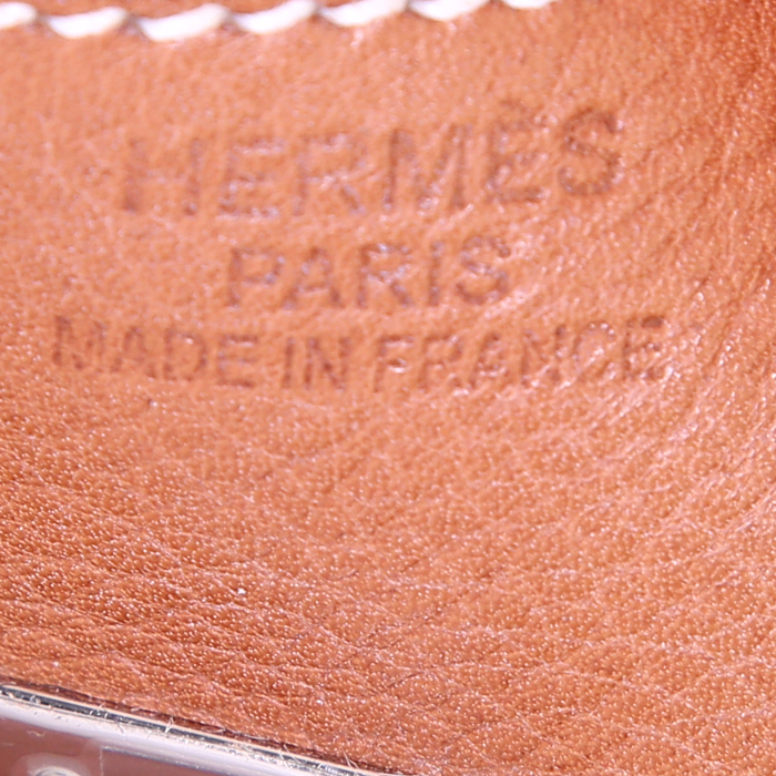 Sac à main Hermes Birkin 35 cm en cuir Barénia gold - Detail D3