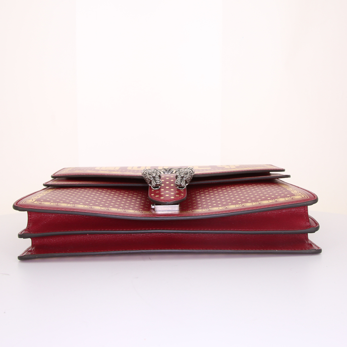 Borsa da spalla o a mano Gucci Dionysus modello grande in pelle rossa e dorata - Detail D5