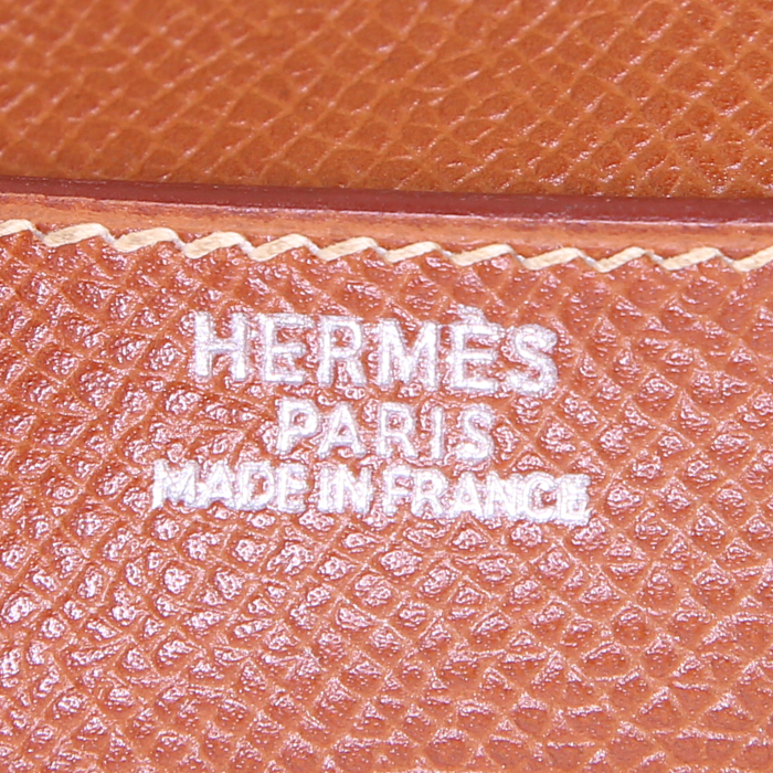 Bolso bandolera Hermès Amelie en cuero epsom color oro - Detail D3