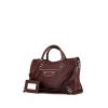 Balenciaga Metallic Edge handbag in burgundy grained leather - 00pp thumbnail