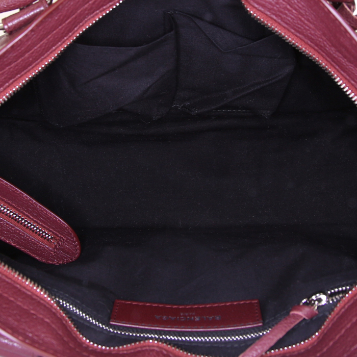 Borsa Balenciaga Metallic Edge in pelle martellata bordeaux - Detail D3