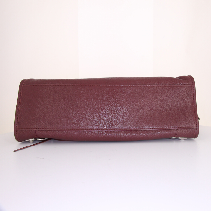 Borsa Balenciaga Metallic Edge in pelle martellata bordeaux - Detail D5