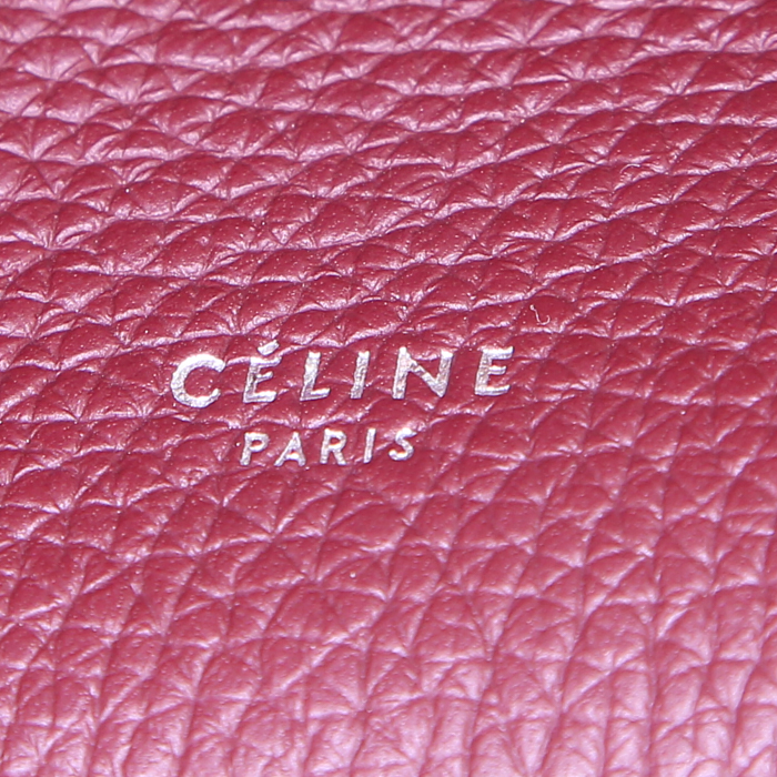 Bolso Cabás Celine Big Bag modelo pequeño en cuero granulado color burdeos - Detail D4