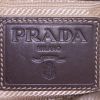 Prada Jacquard bag worn on the shoulder or carried in the hand in khaki logo canvas and dark brown leather - Detail D3 thumbnail