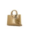Borsa Dior Lady Dior modello grande in pelle verniciata dorata - 00pp thumbnail