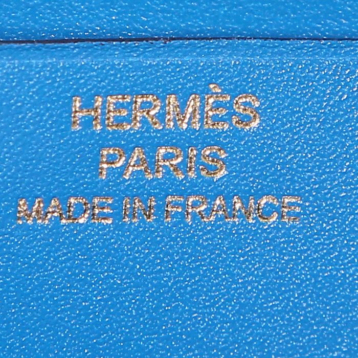 Portafogli Hermès Béarn piccolo in pelle Tadelakt blu - Detail D3