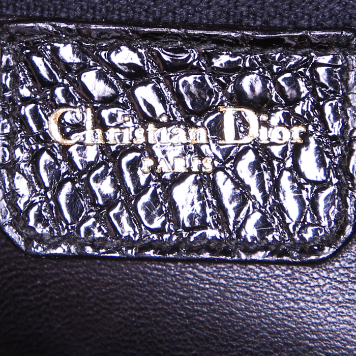 Bolso de mano Dior Lady Dior modelo mediano en cocodrilo negro - Detail D4