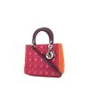 Dior Lady Dior medium model handbag in pink, orange and plum tricolor leather cannage - 00pp thumbnail
