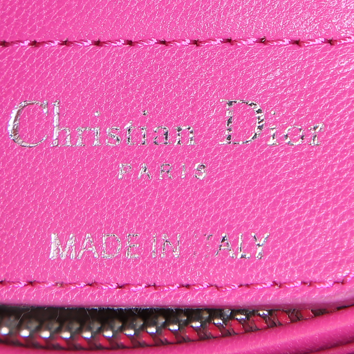 Dior Lady Dior medium model handbag in pink, orange and plum tricolor leather cannage - Detail D4
