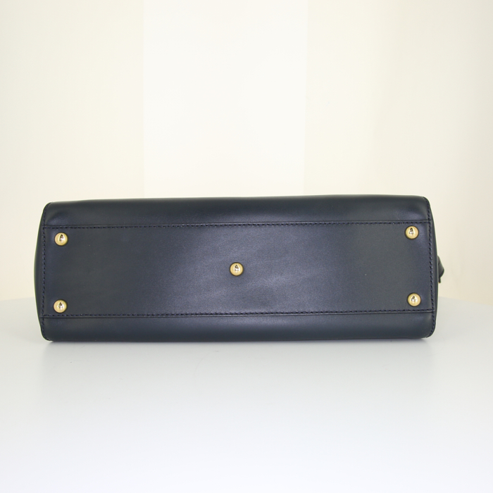 Fendi Peekaboo handbag in navy blue leather - Detail D5