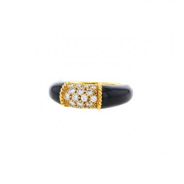 Bague époque années 70 Van Cleef & Arpels Philippine en or jaune,  onyx et diamants