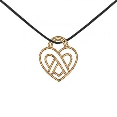 Pendentif Poiray Coeur Fil taille XL en or jaune et diamants