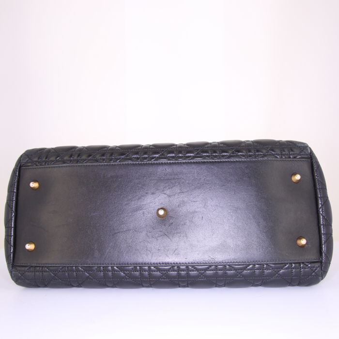 Dior Dior Soft shopping bag in black leather - Detail D4