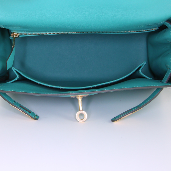 Borsa Hermes Kelly 25 cm in pelle Swift verde - Detail D3