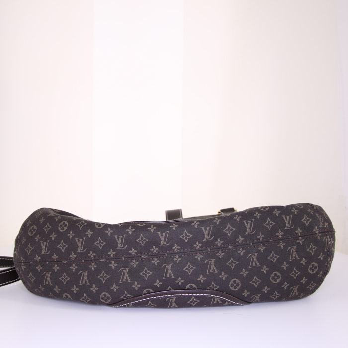 Sac bandoulière Louis Vuitton Elégie en toile monogram Idylle marron et cuir marron - Detail D5