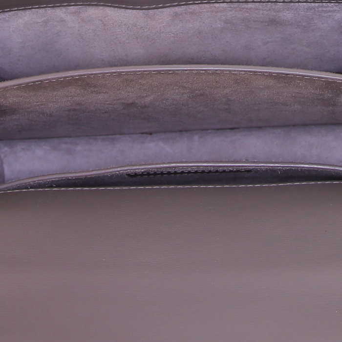Sac bandoulière Saint Laurent Sunset en cuir grainé gris - Detail D3
