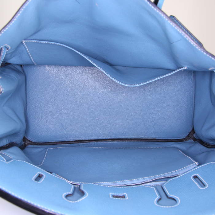 Sac à main Hermes Birkin 35 cm en cuir taurillon clémence bleu-jean - Detail D2