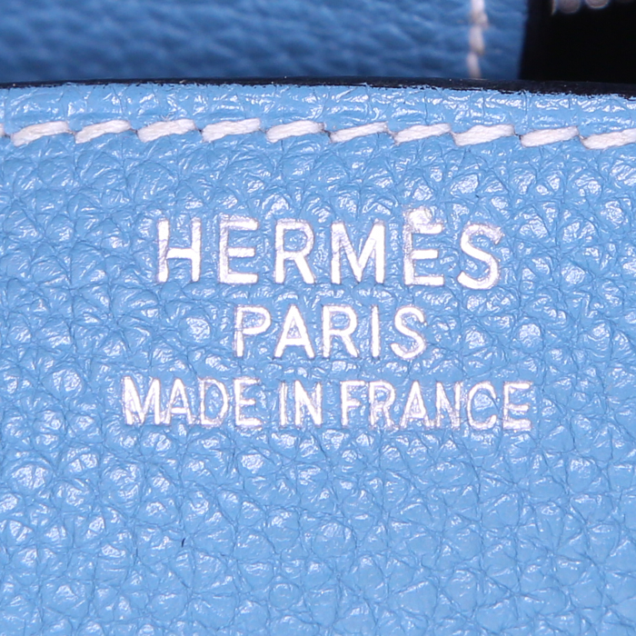 Sac à main Hermes Birkin 35 cm en cuir taurillon clémence bleu-jean - Detail D3