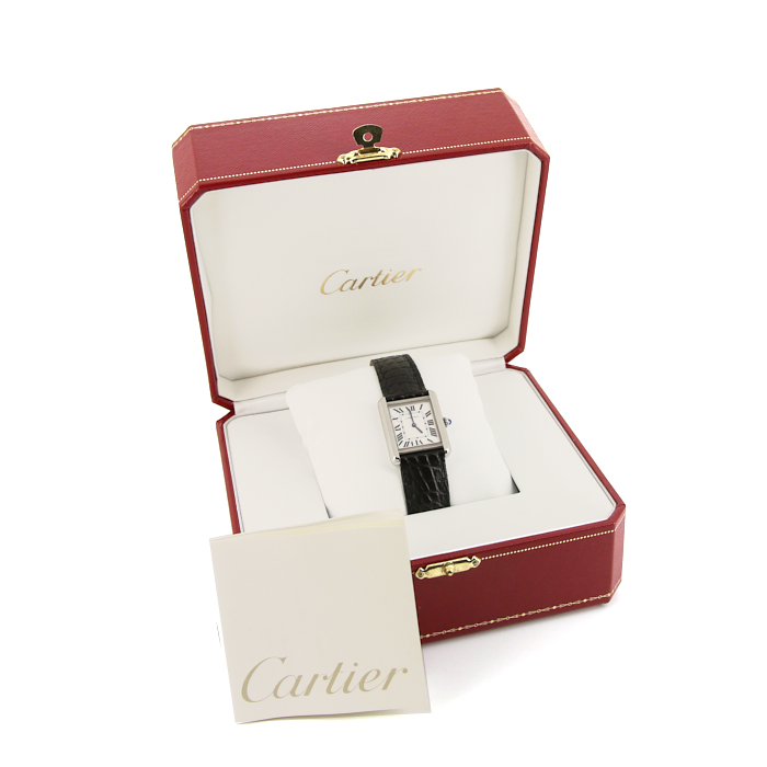 Cartier Tank watch in stainless steel Ref:  3170 Circa  2010 - Detail D2