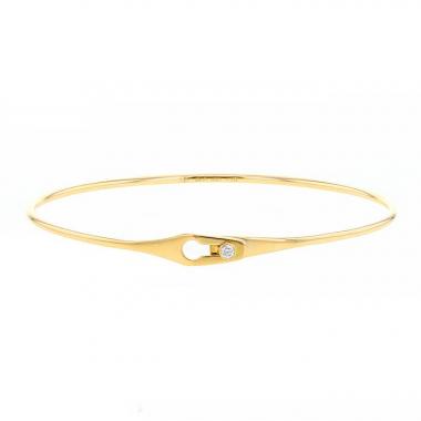 Bracelet rigide ouvrant Dinh Van Serrure petit modèle en or jaune et diamant