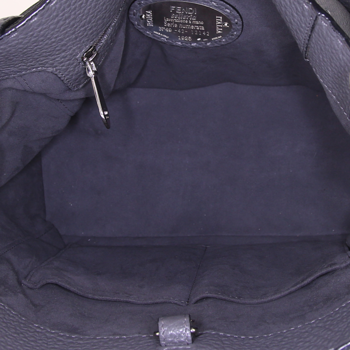 Fendi Sellerie Anna shopping bag in grey grained leather - Detail D3