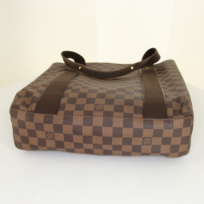 Louis Vuitton Beaubourg shopping bag in ebene damier canvas and brown canvas - Detail D4