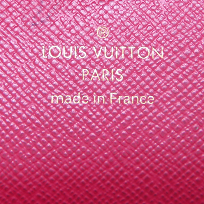 Louis Vuitton Emilie wallet in brown monogram canvas and raspberry pink leather - Detail D3