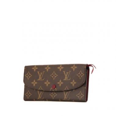Louis Vuitton Emilie wallet in brown monogram canvas and raspberry pink leather