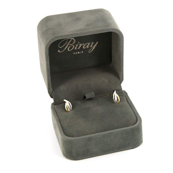 Paire de boucles d'oreilles Poiray Tresse en or jaune et or blanc - Detail D2