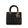 Dior Lady Dior medium model shoulder bag in black leather cannage - 360 thumbnail
