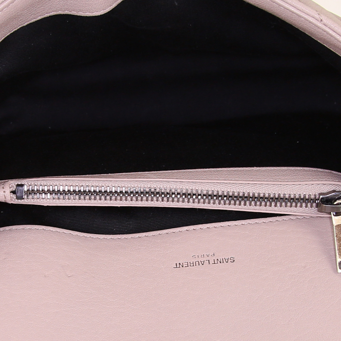 Borsa a tracolla Saint Laurent College in pelle trapuntata a zigzag beige - Detail D3