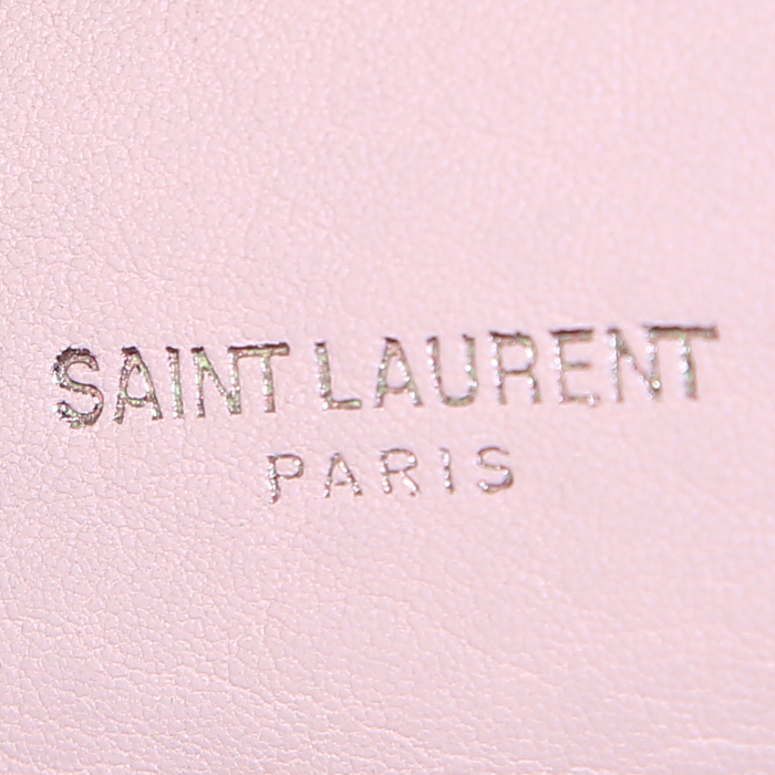 Bolso bandolera Saint Laurent College en cuero acolchado con motivos de espigas beige - Detail D4