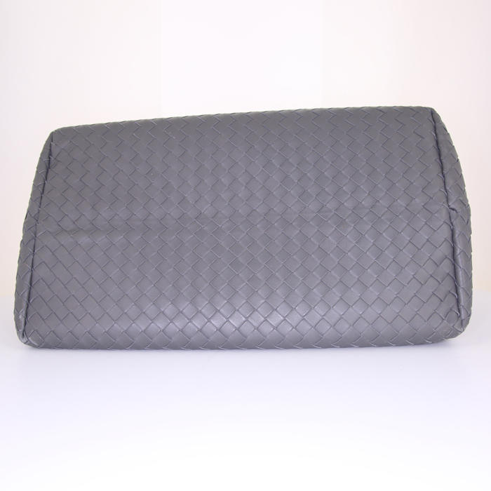 Shopping bag Bottega Veneta Fourre-tout in pelle intrecciata grigia - Detail D4