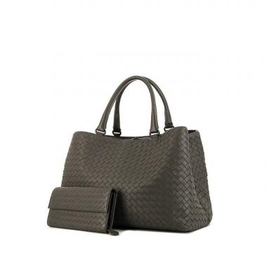 Shopping bag Bottega Veneta Fourre-tout in pelle intrecciata grigia