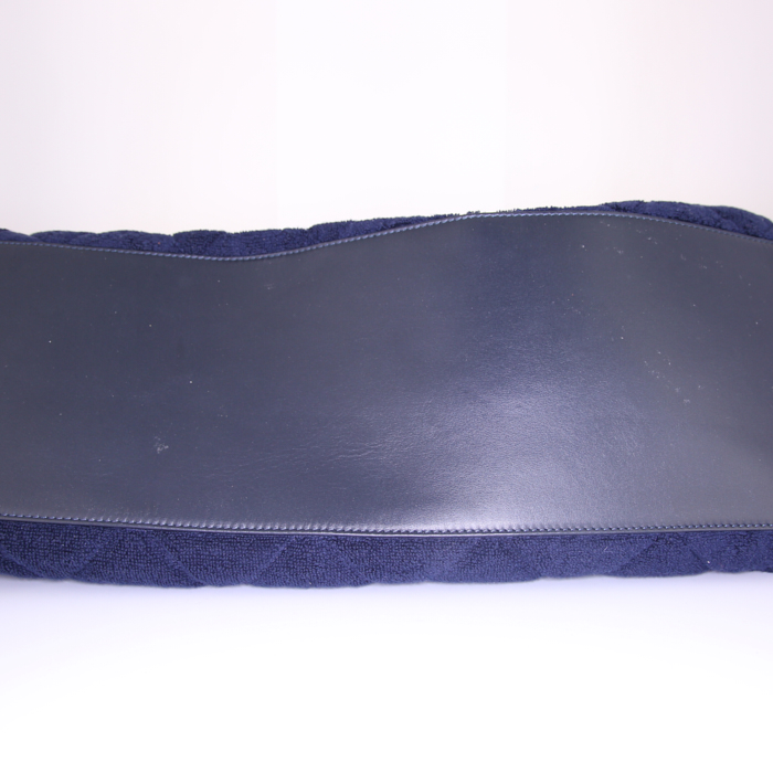 Borsa da viaggio in tela trapuntata blu marino e pelle blu marino - Detail D5