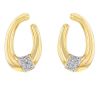 Vintage 1980's earrings in yellow gold and diamonds - 00pp thumbnail