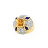 Vintage 1990's boule ring in yellow gold,  sapphire and diamonds and in sapphire - 00pp thumbnail