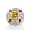 Vintage 1990's boule ring in yellow gold,  sapphire and diamonds and in sapphire - 360 thumbnail